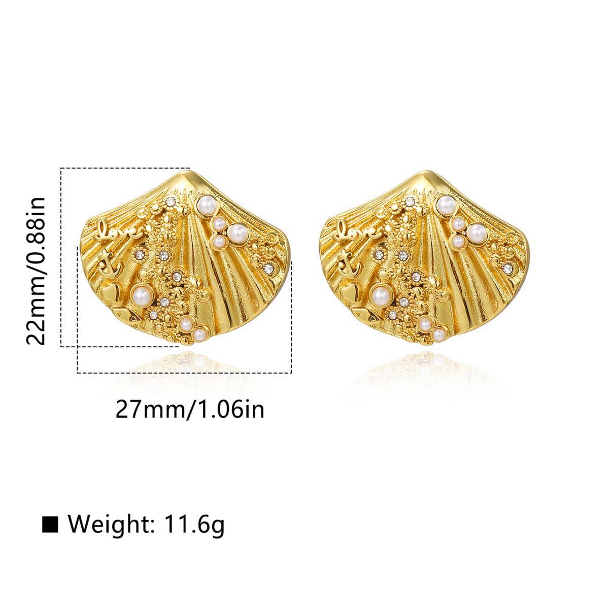 Seashell Pearl Earrings