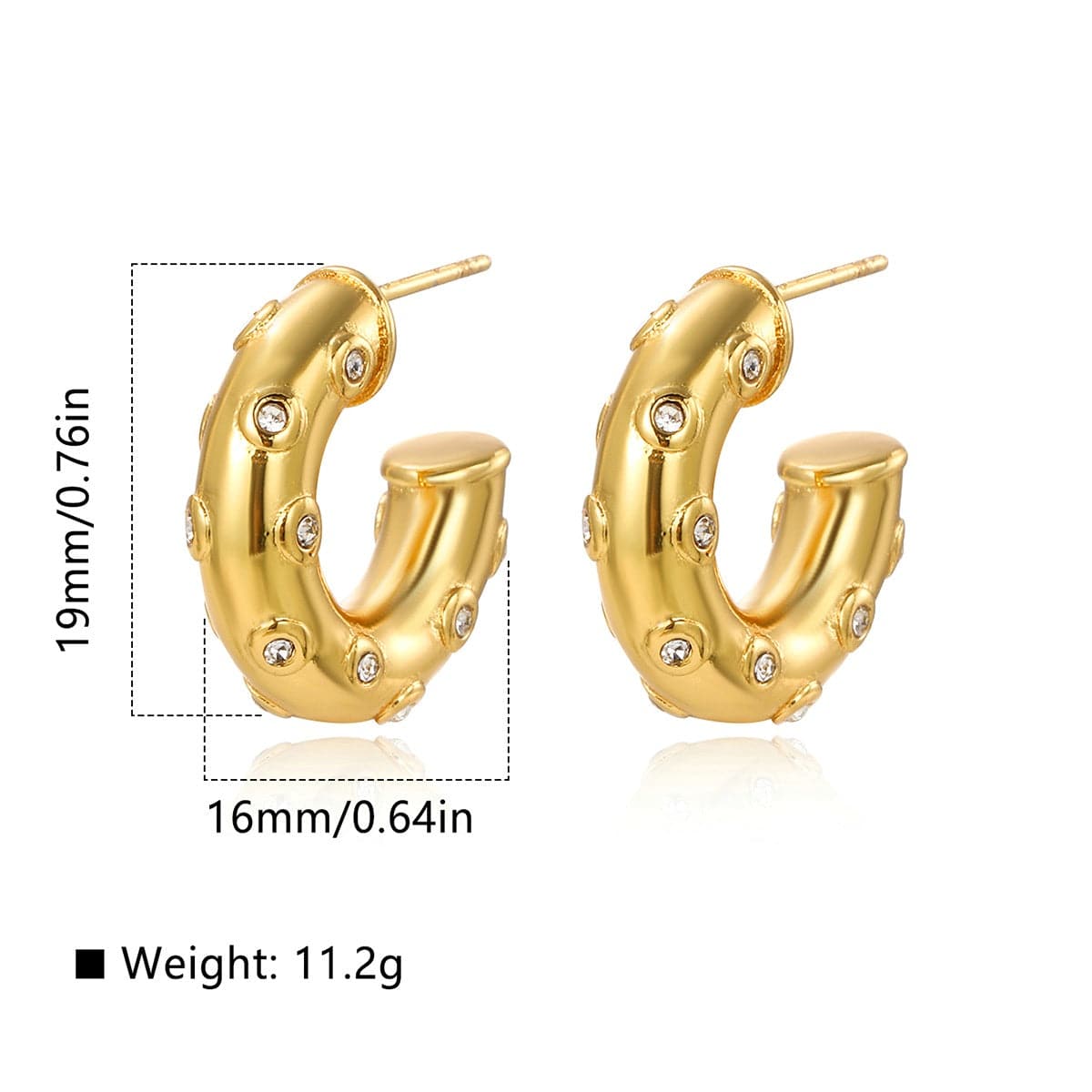 Diamante Crescent Earrings