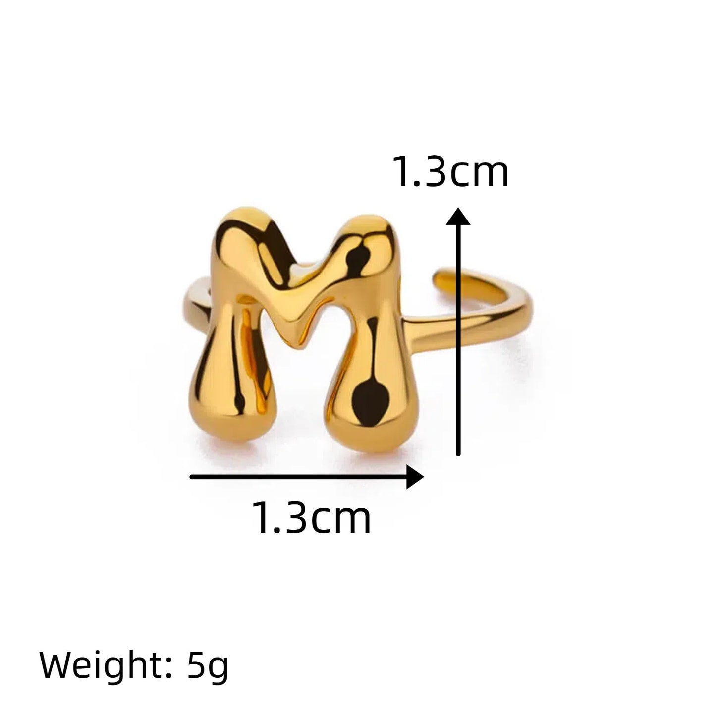 Adjustable alphabet initial ring by Ainna Official featuring a sleek silver design with a prominent letter A on the band.