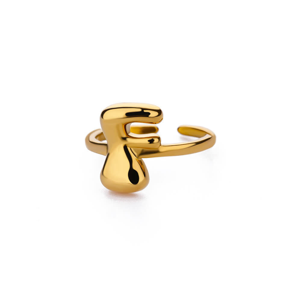 Adjustable alphabet initial ring with A-Z letters from Ainna Official, featuring a sleek silver design and customizable size.