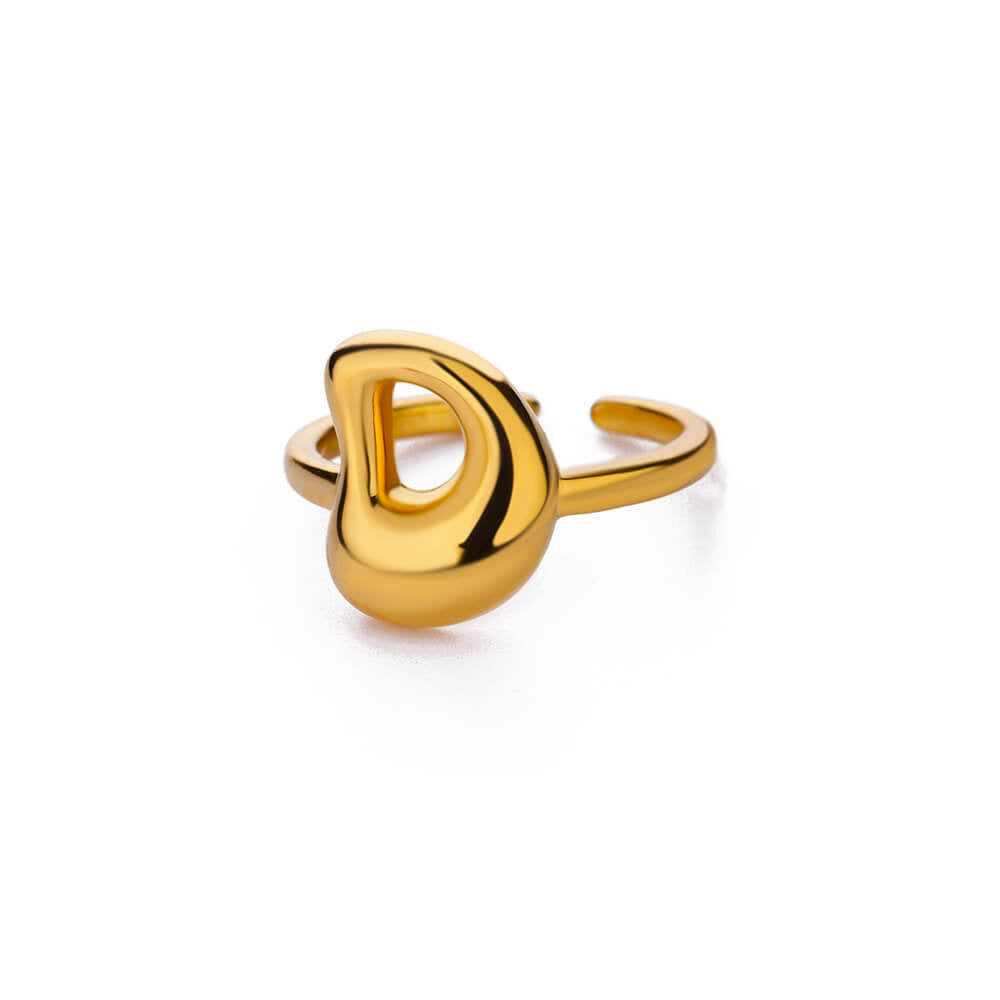 Adjustable alphabet initial ring from Ainna Official featuring a sleek design with the letter A visible on the ring.