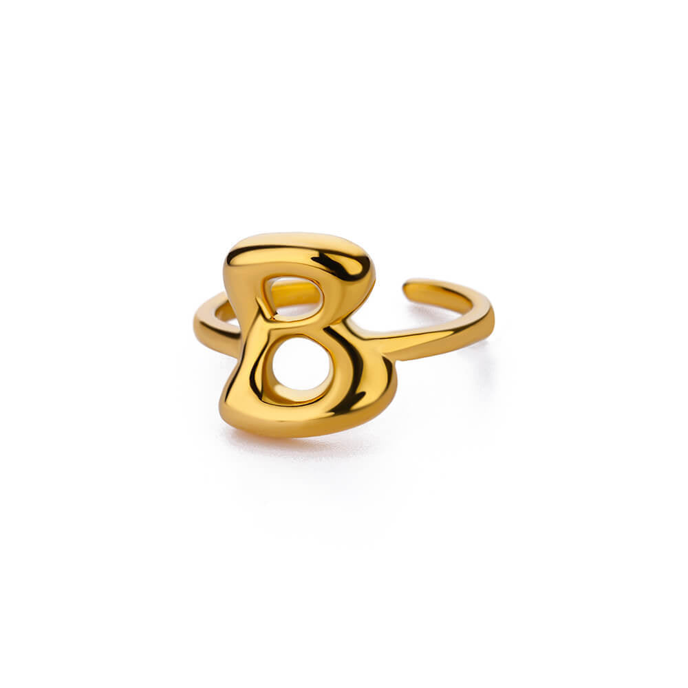 Adjustable alphabet initial ring from Ainna Official featuring a sleek design with the letter A visible in the image.