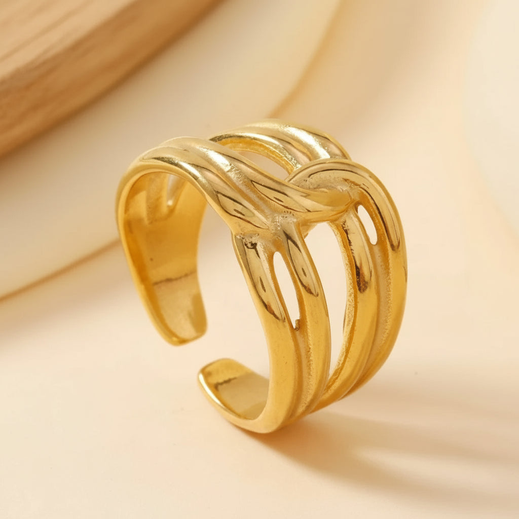 Adjustable Adora Ring by Ainna Official featuring a delicate design and a polished finish on a white background.