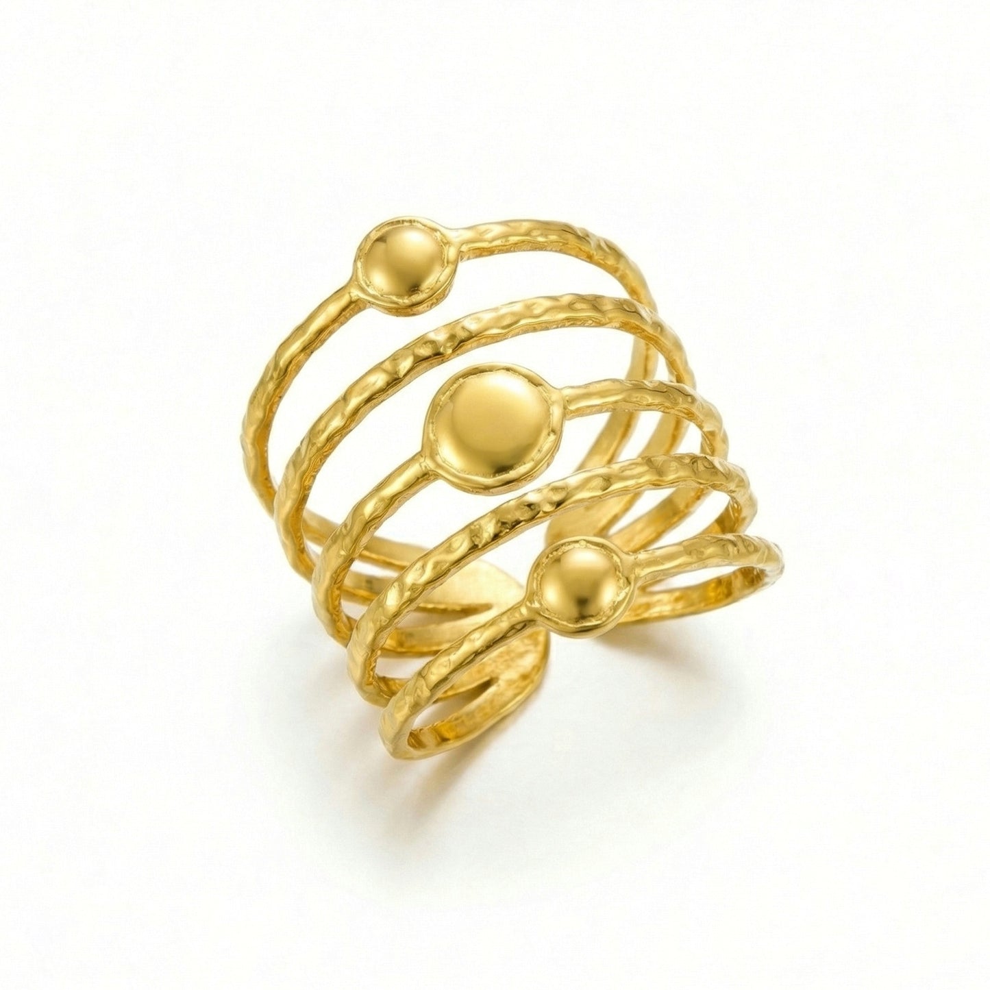 Adjustable golden spiral ring by Ainna Official featuring a sleek, elegant design perfect for everyday wear.