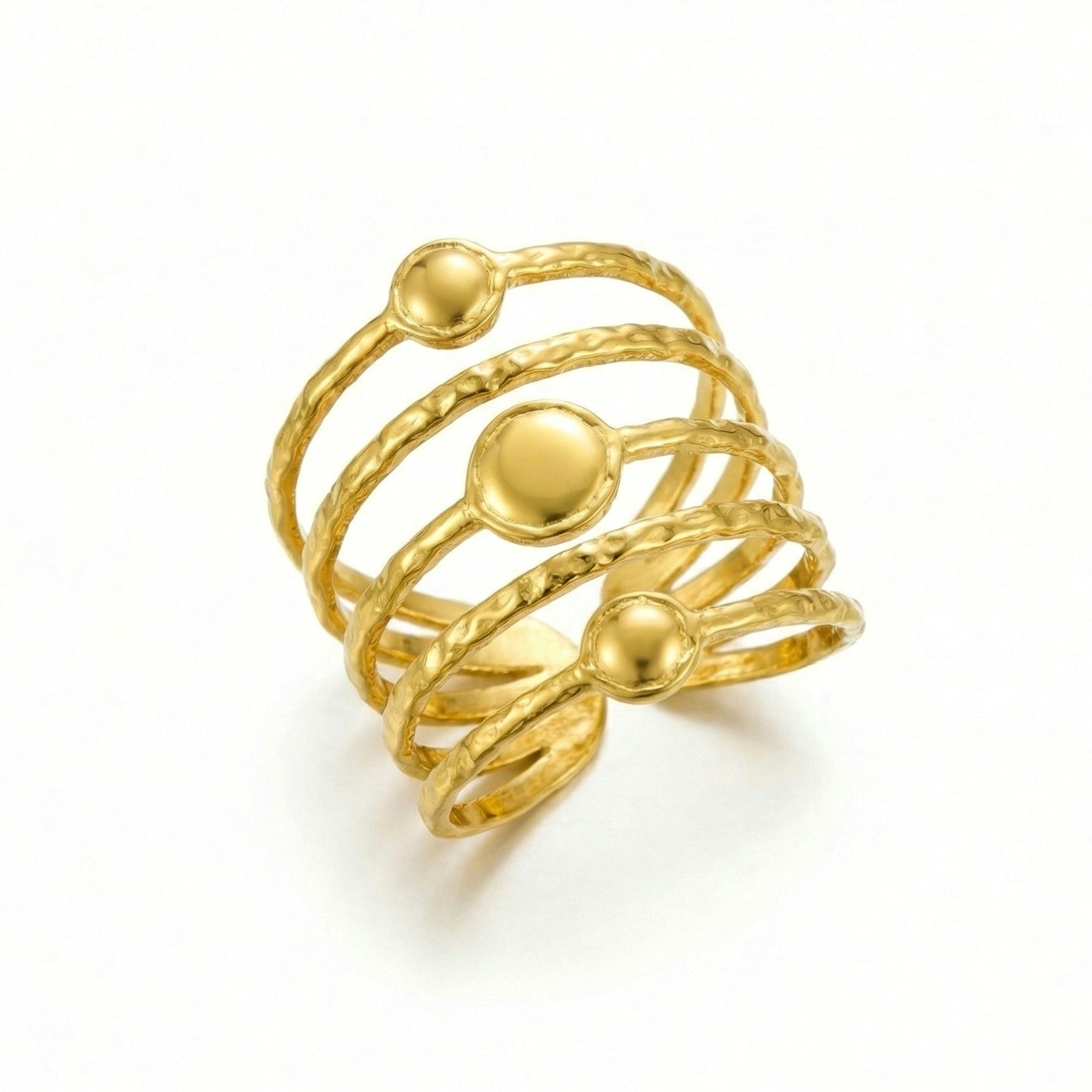 Adjustable golden spiral ring by Ainna Official featuring a sleek, elegant design perfect for everyday wear.