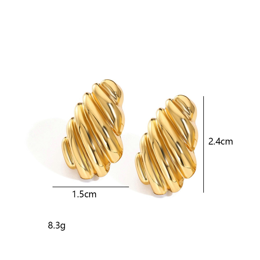 Ripple gold studs earrings