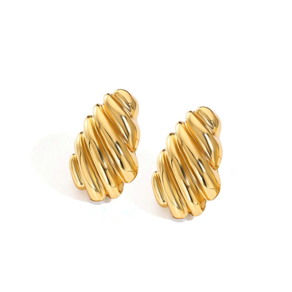 Ripple gold studs earrings