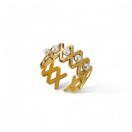 Pearl Graffiti Ring (adjustable)