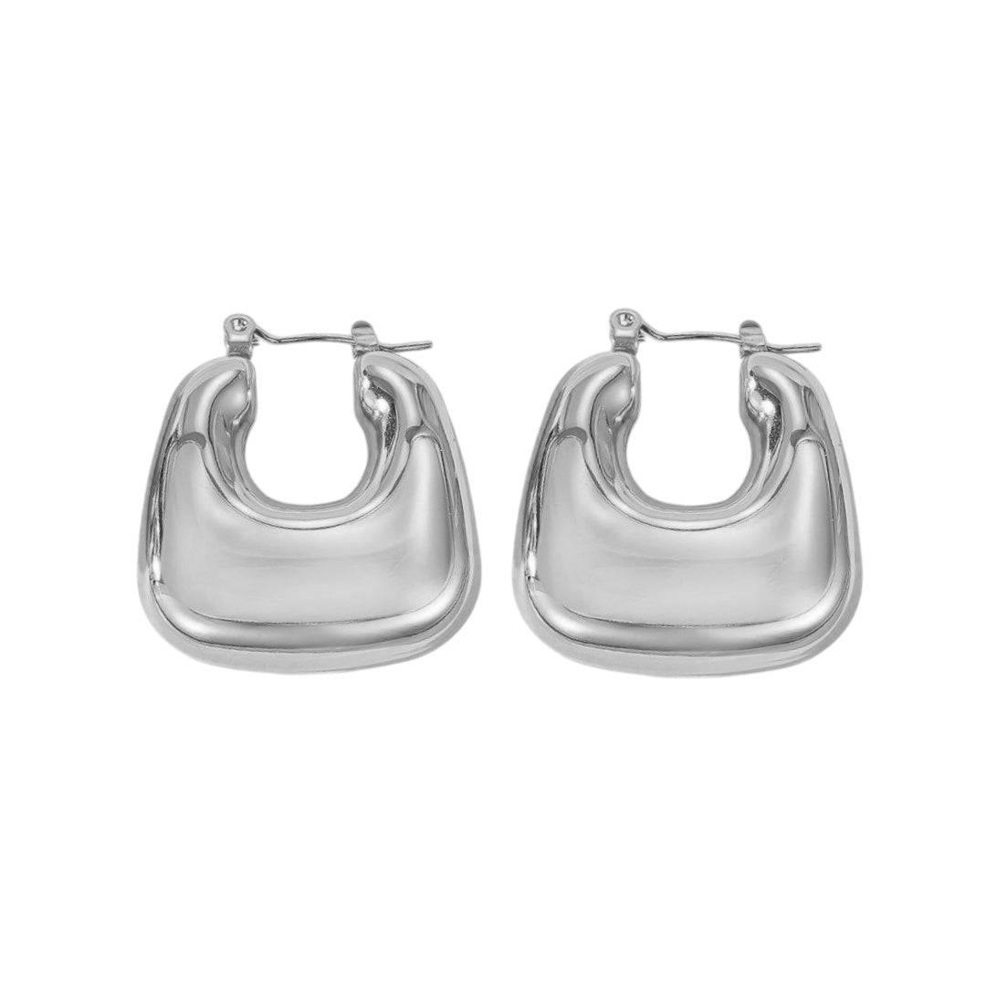 Elegant pair of Bella earrings featuring silver hoops with intricate detailing, designed by My Store.