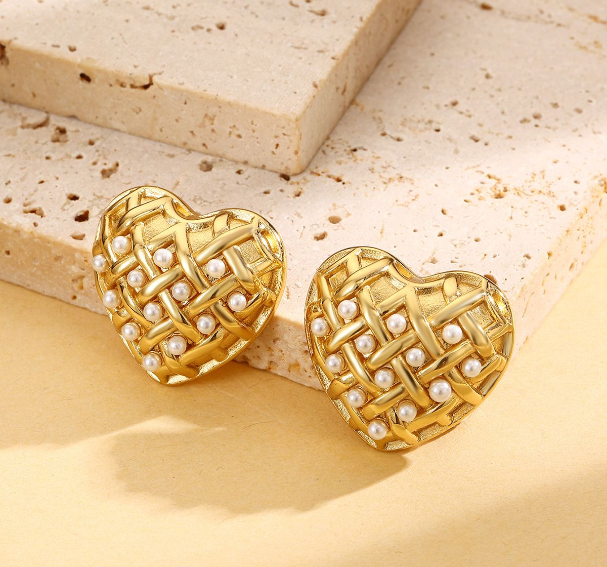 Grid Heart Earrings