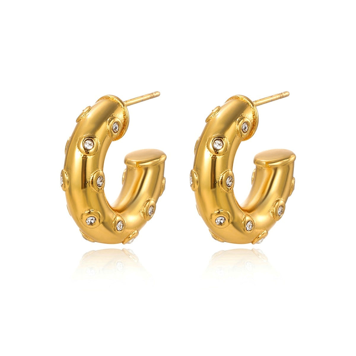Diamante Crescent Earrings