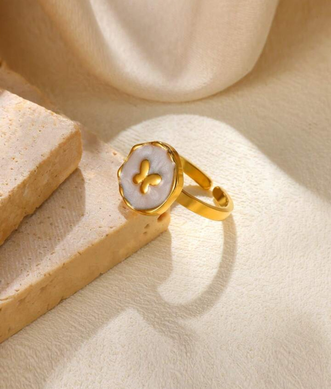 Ivory Butterfly Ring (adjustable)