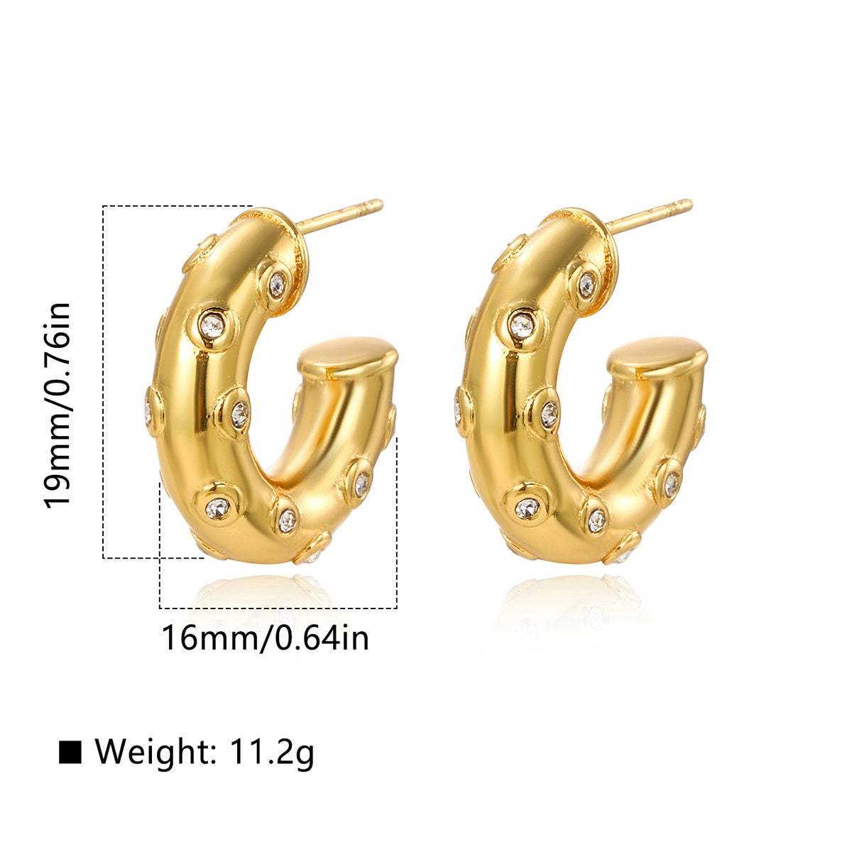 Diamante Crescent Earrings